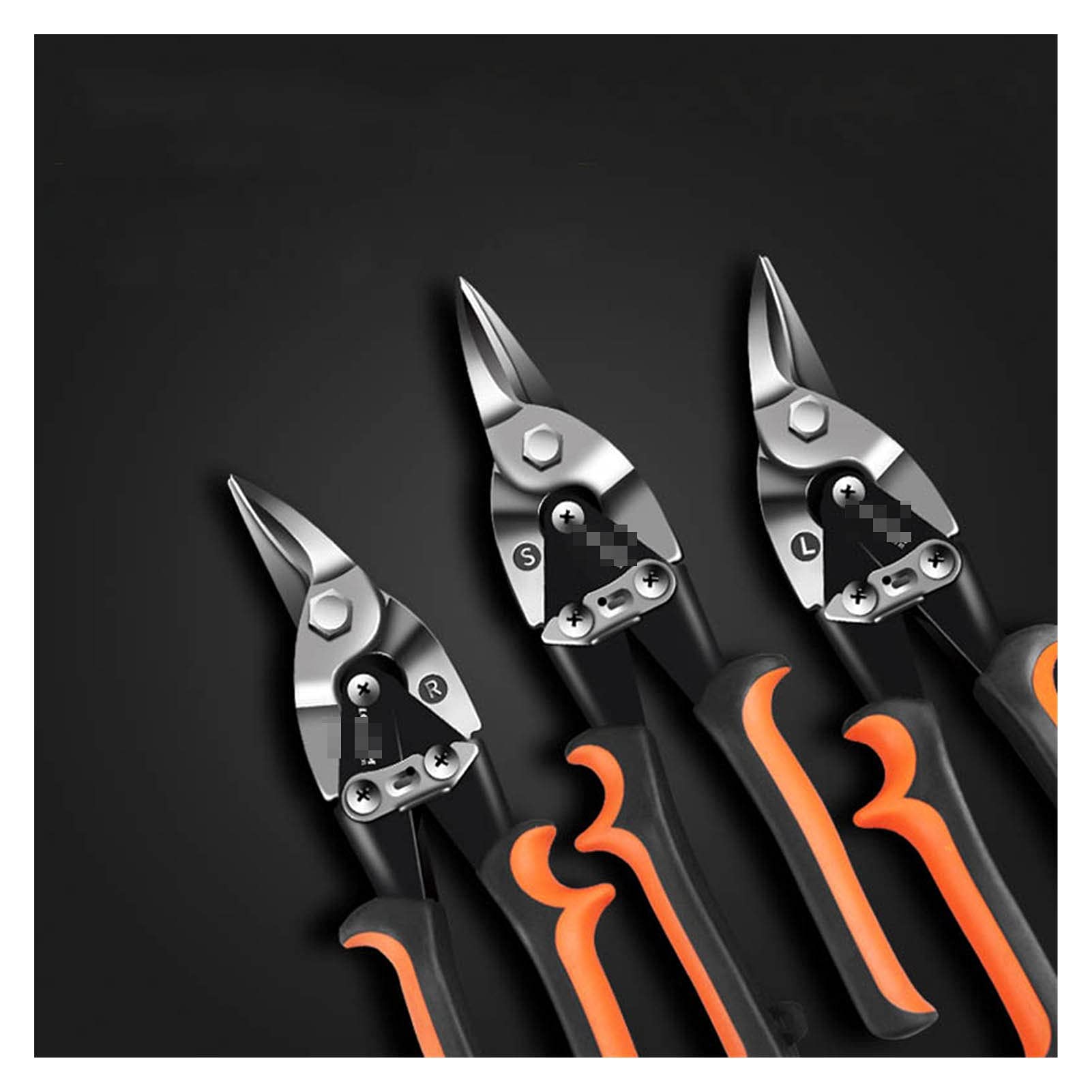 Cortatubos, Tijera de corte de láminas de metal, cortador de tubería de PVC, tijeras industriales profesionales Tijeras de hierro tijeras multiusos Tin Snips(Right Cut(R))