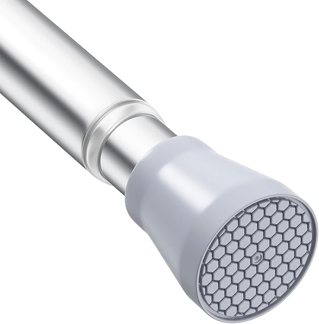 AIZESI Shower Curtain Rod Adjustable Curtain Rods 85-150cm Never Rust & Non-Slip Shower rod Tension Curtain Rod Curtain Rods no Drilling Shower Rods for Bathroom Kitchen, Silver