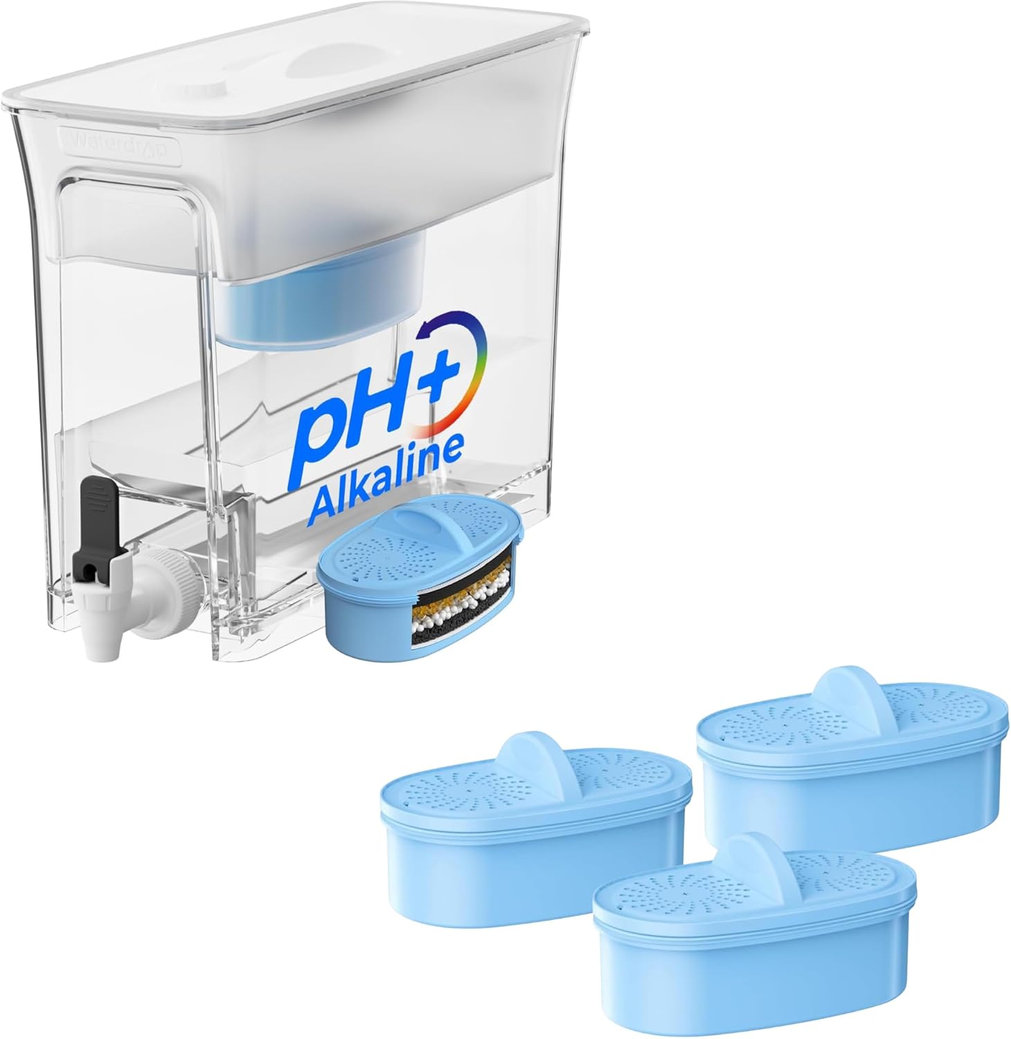 Waterdrop Slim Alkaline Water Filter Dispenser & [Original] Waterdrop Alkaline Water Filter Replacement, Pack of 3