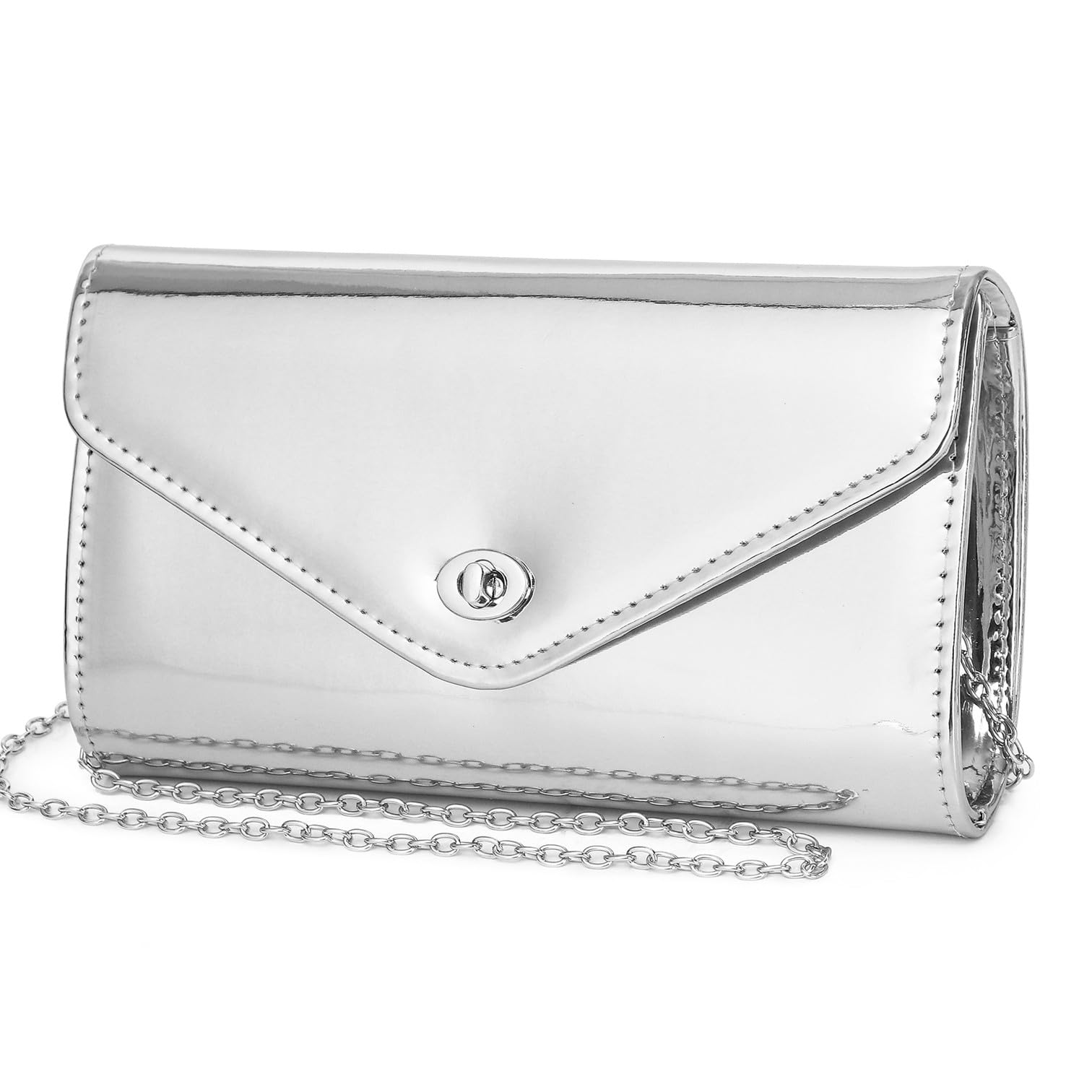 Patent Leather Envelope Clutch Womens Evening Handbag Stylish Shoulder Crossbody Bag for Dating Wedding Party Prom