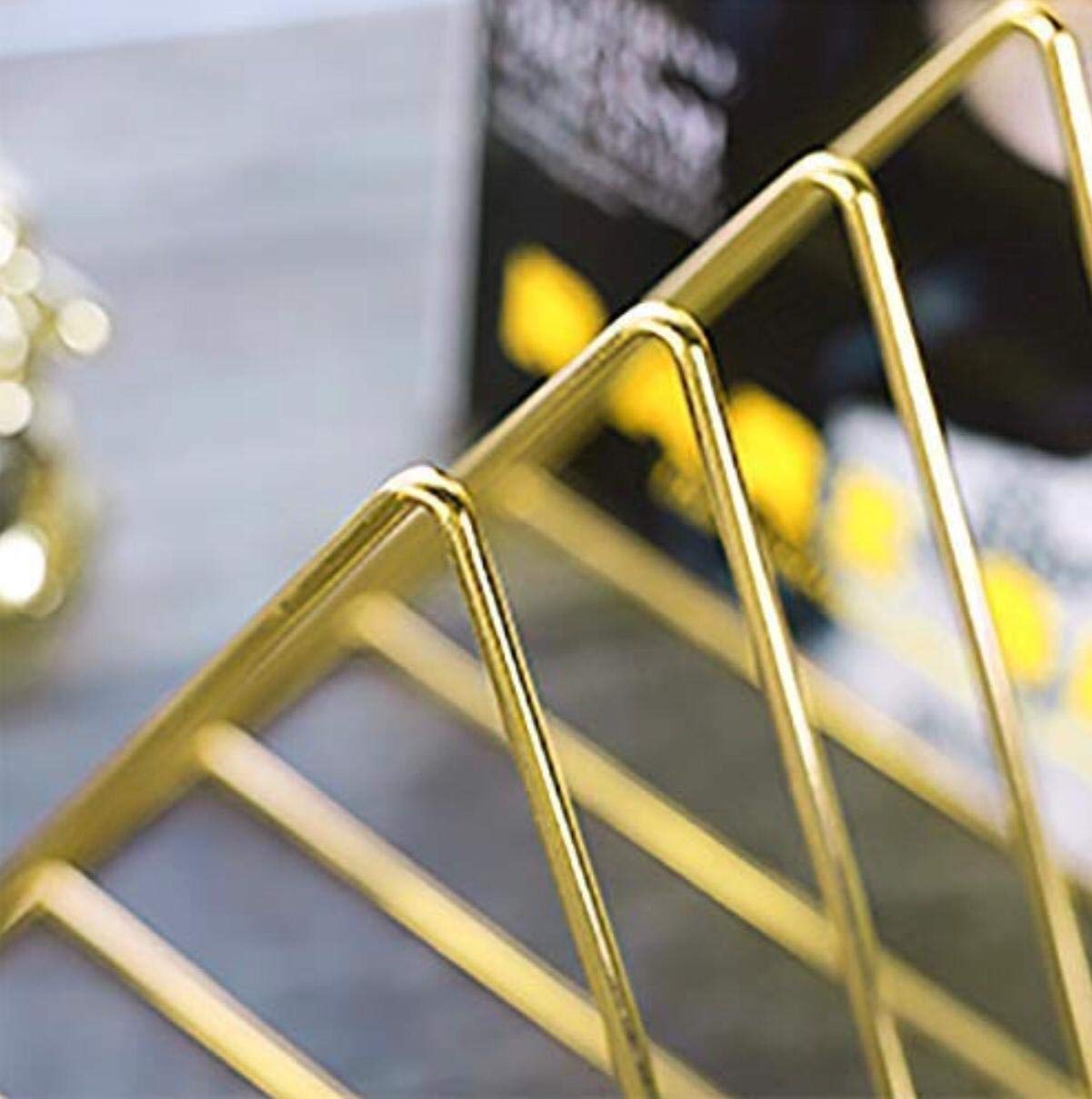 Pikify Magazine Holder, Desktop File Sorter Organizer, 8 Slot Triangle Shape (12.2" L X 7" W X 6.9" H) (Gold) 4