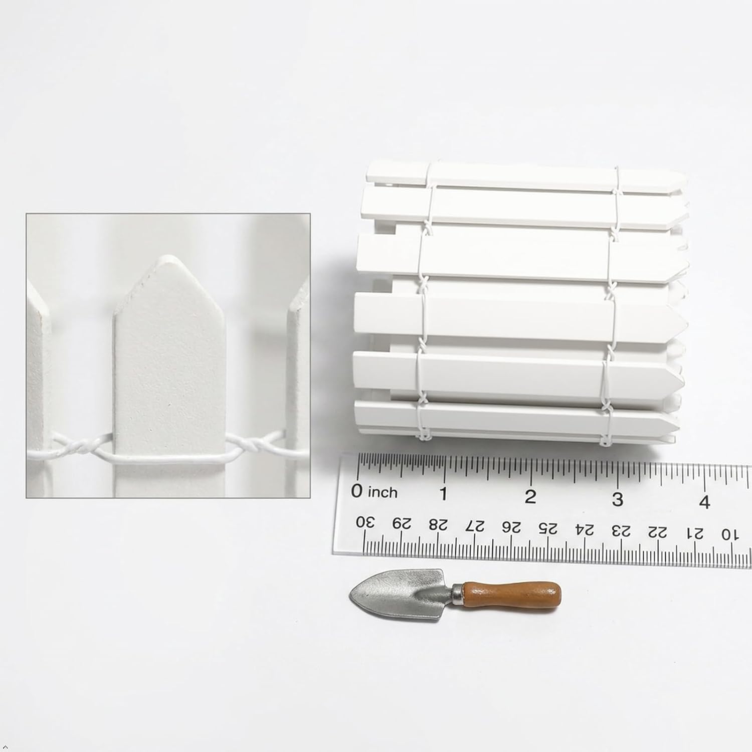 3 Pack 4" x 35" Mini White Picket Fence, 4 Inch Tall 35 inch Total Length