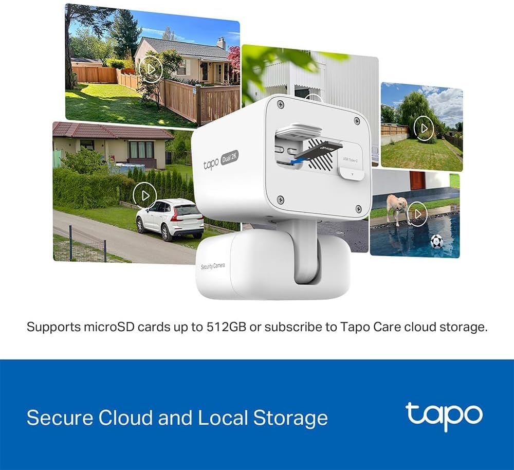 Tapo C645D Kit - Cámara Vigilancia Exterior 360º Doble Lente 2K Panel Solar | Detección de Movimiento, Personas y Mascotas. Con Panel Solar y Batería de 10000mAh. Alarma Luz y Sonido. App Tapo.