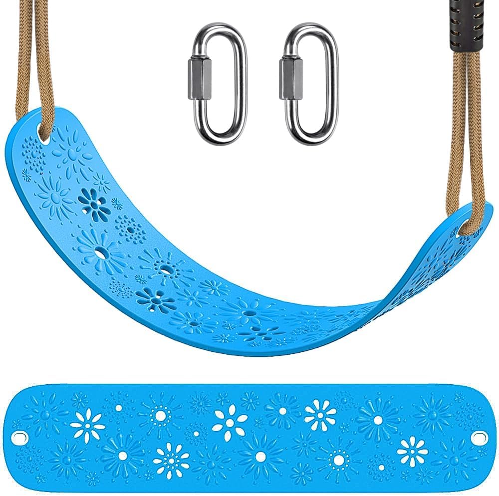SELEWARE Swing Set Accessories Kids Swing Seat with Adjustable Rope, Blue