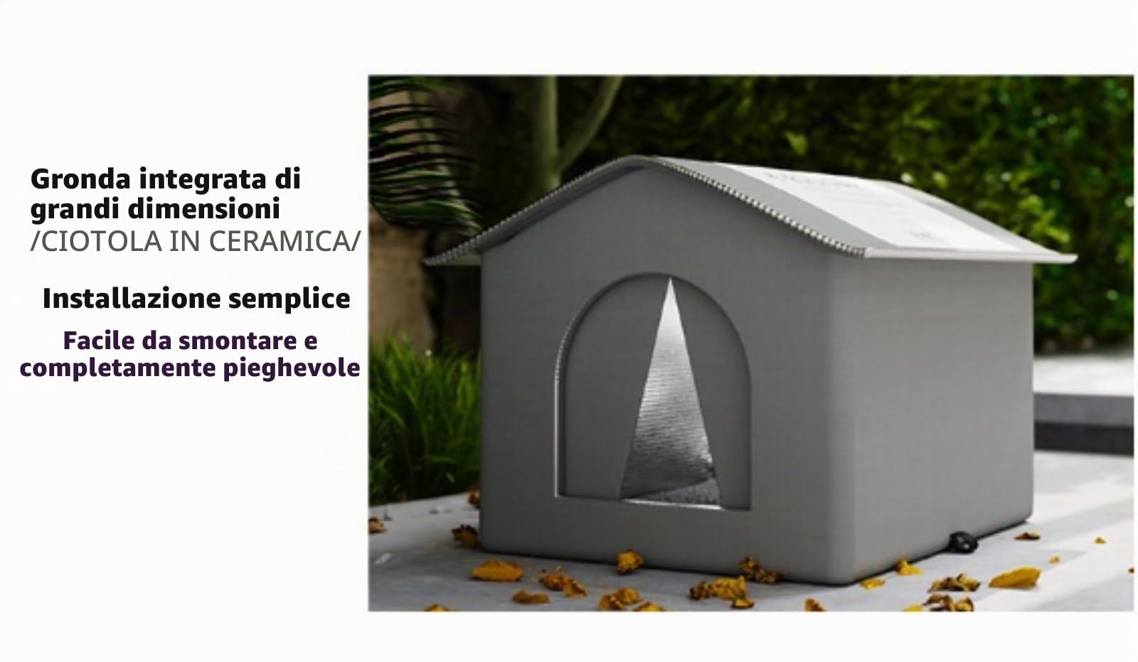Cuccia Gatto Esterno Sollevata 7 cm, Abitacolo Impermeabile Antiumidità con Tetto Inclinato Drenante, Casetta Isolata per Gatti Randagi in Giardino, Ideale Autunno Inverno