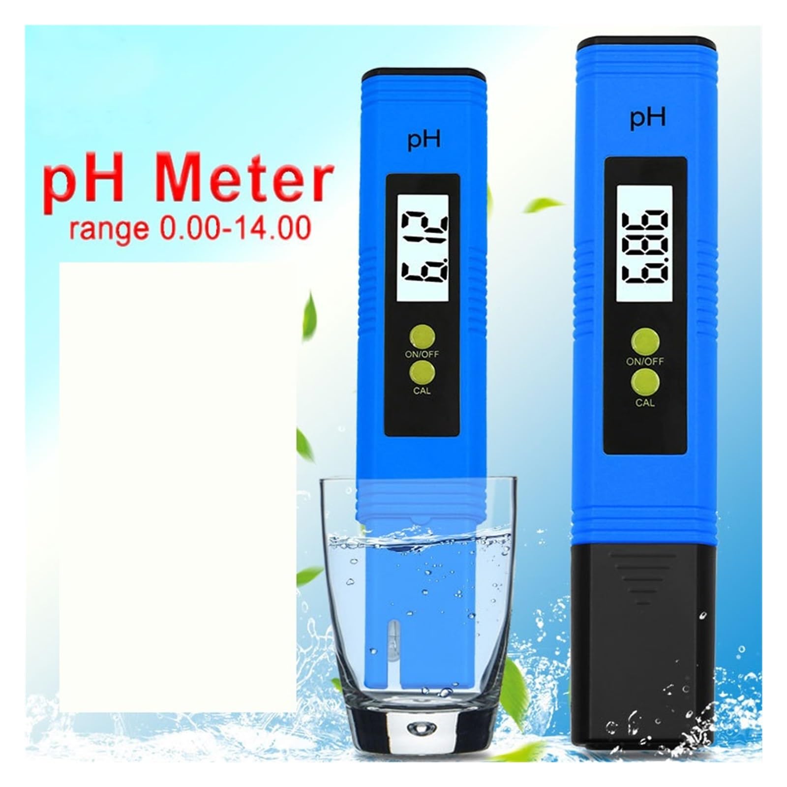 Misuratore di PH 0,01 Alta Precisione for Tester di qualità Acqua con Intervallo di Misurazione 0-14 Adatto for Acquario Piscina(Blue)