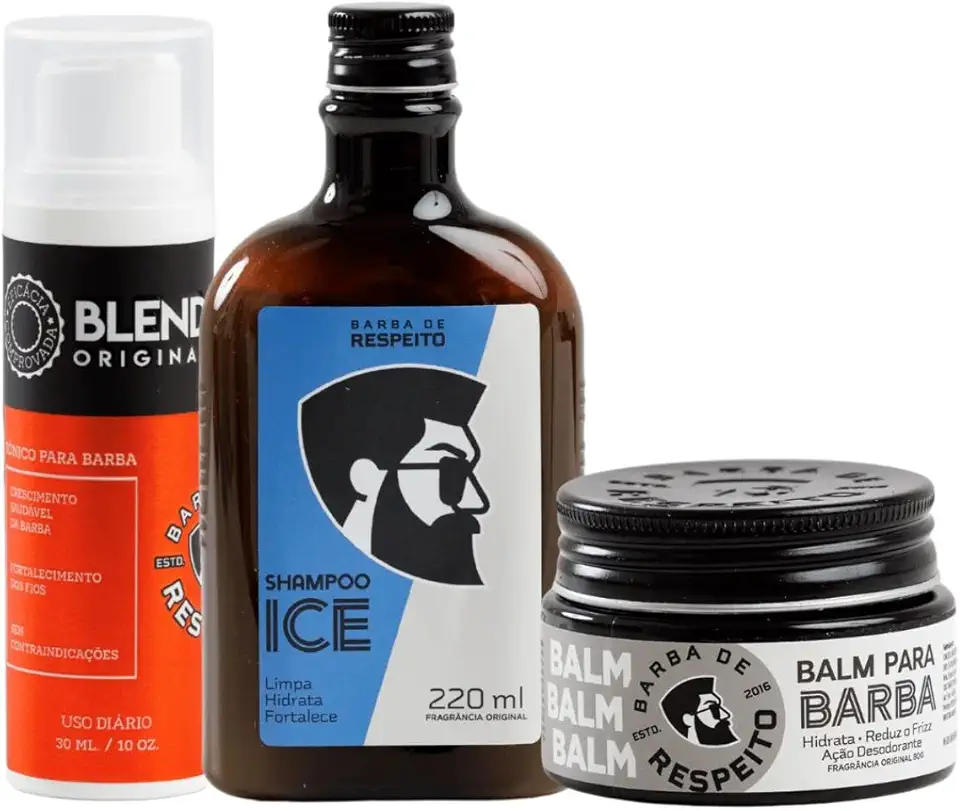 Barba De Respeito Kit Blend Crescimento Shampoo Balm Premium