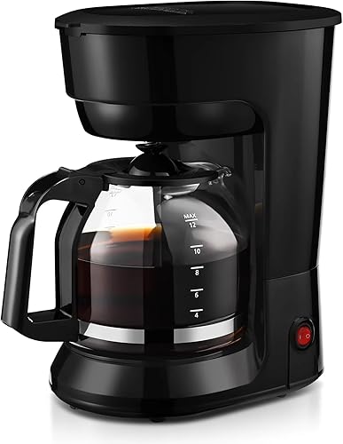 Cafetera de goteo de 12 tazas, apagado automático, control de temperatura, 1.8L, color negro