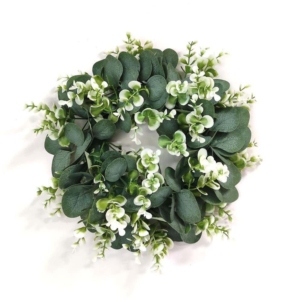 Guirlande Artificielle Eucalyptus Séché, Couronne de Fleurs artificielles en Feuilles Vertes d'hortensia et d'eucalyptus for décoration de Mariage