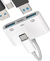 zoyuzan Adaptador de Cabo Otg Usb-C para Iphone 15 Pro Max E Ipad (3 Em 1) Tipo C para Dongle Usb Duplo com Conversor de Carregamento Thunderbolt