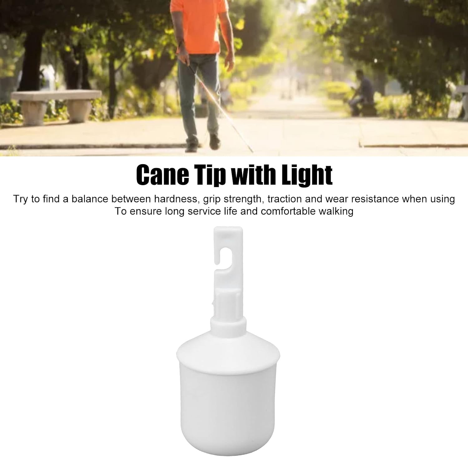 Blind Walking Cane Tip Cane, Folding Cane, LED Safety Cane Tip for Visually Impaired, Blind Walking Cane with Light, Durably ABS Construction, for The Blind and Visually Impaired People