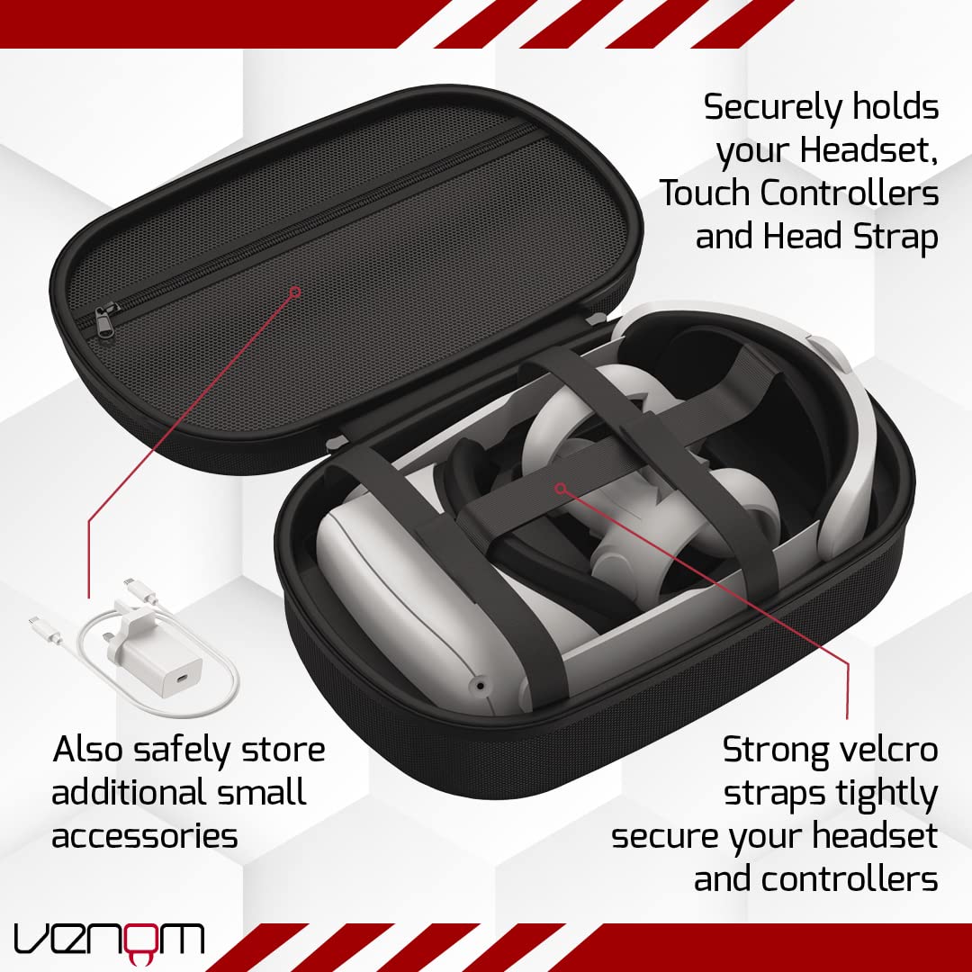 Venom Carry Case for Meta/Oculus Quest 2 Headset, Czarny, Travel Storage Case