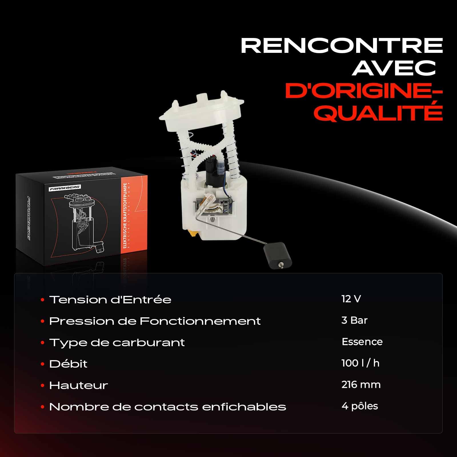 Frankberg Pompe à carburant, pompe à essence | 4 broches; 2S619H307CF; Compatible avec: ,,Fiesta V Fourgon