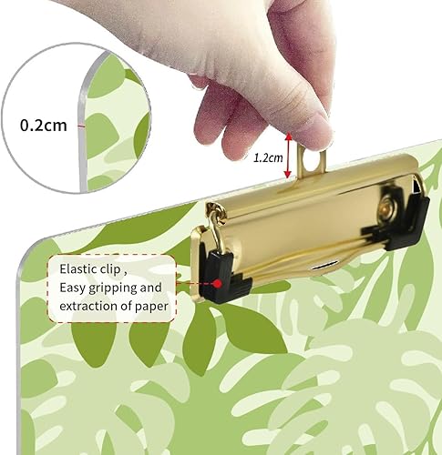 Miniatura 4 de CRASPIRE Portapapeles de acrílico A4 hojas tropicales tablero de escritura con clip de acero inoxidable Rectángulo Instrumento de escritura de