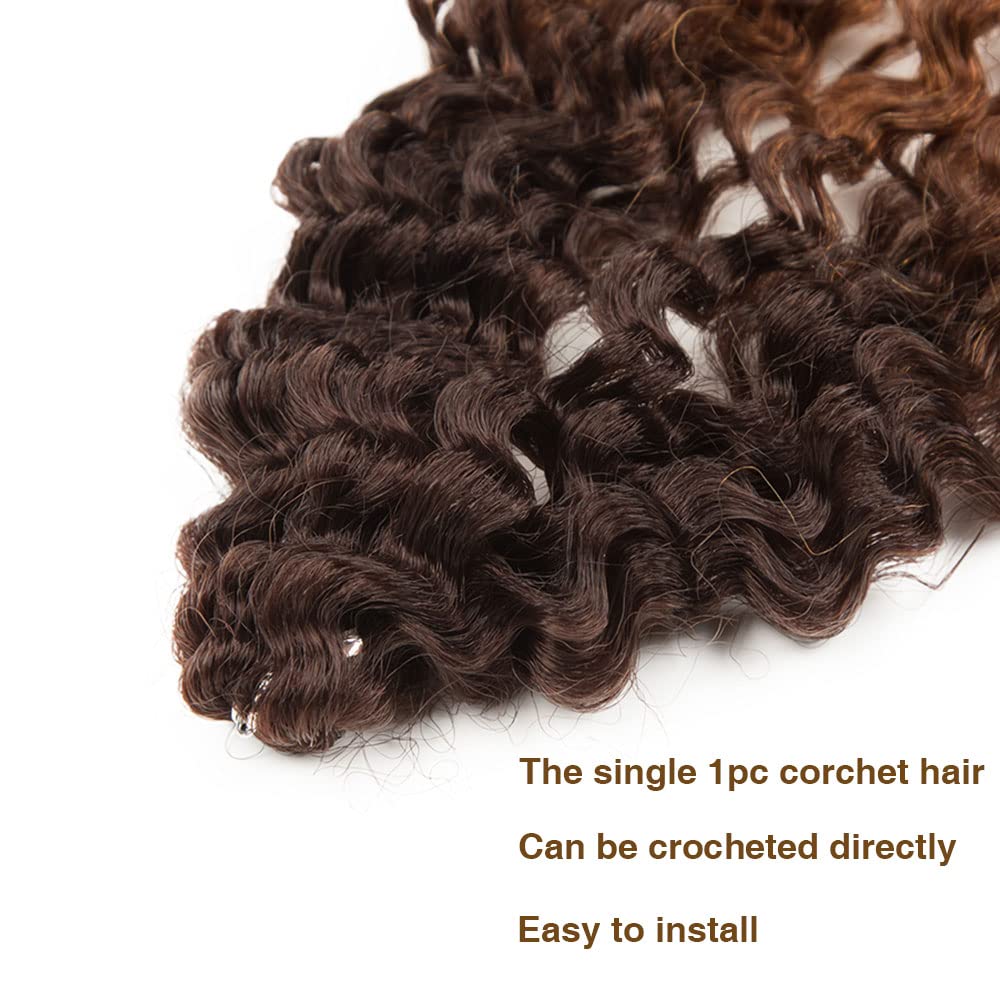 Synthetic Hair 7pcs Kinky Curly 22 24 26 Inches 6 Bundles Tight Curly Hair with 1pc Crochet Hair for Black Women Ombre Brown Color