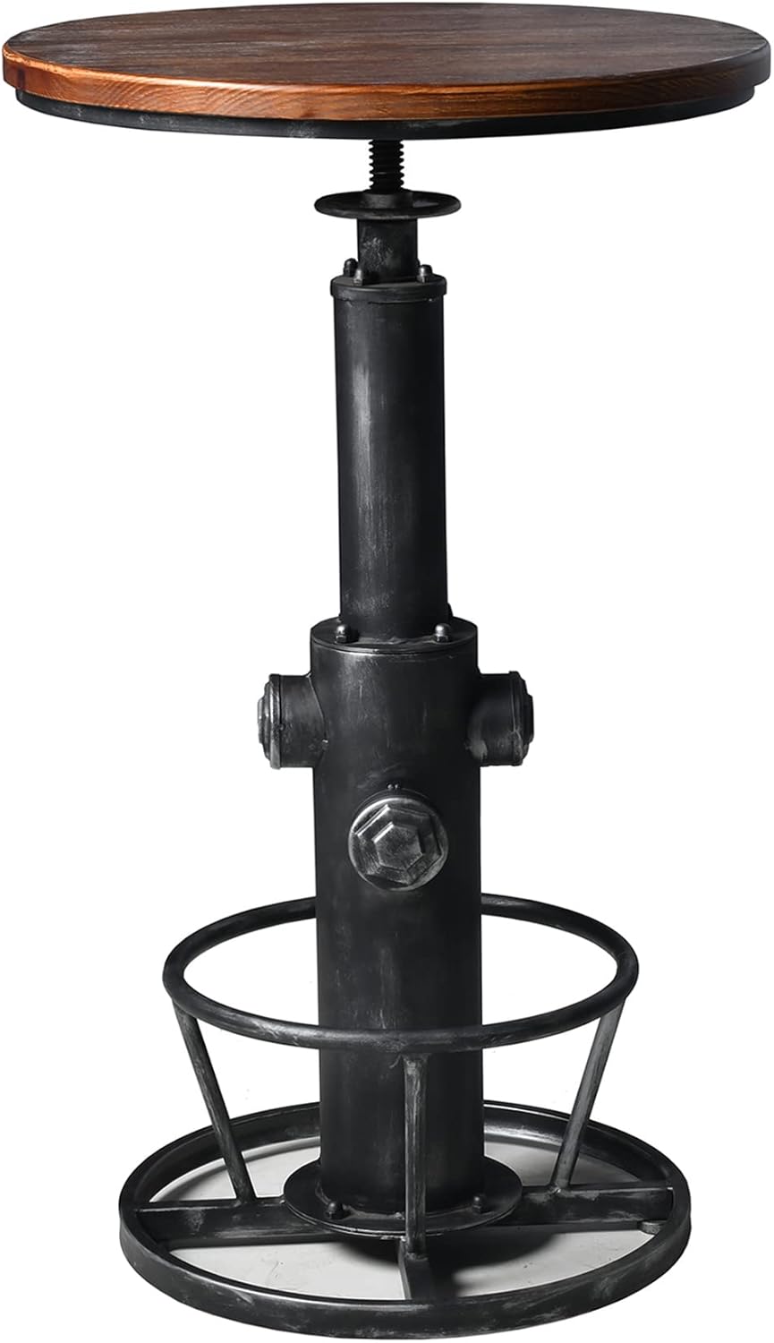 Topower Industrial Bar Table 38.58-48.43" Adjustable Pub Table Kitchen Dining Coffee Bistro Table Silver