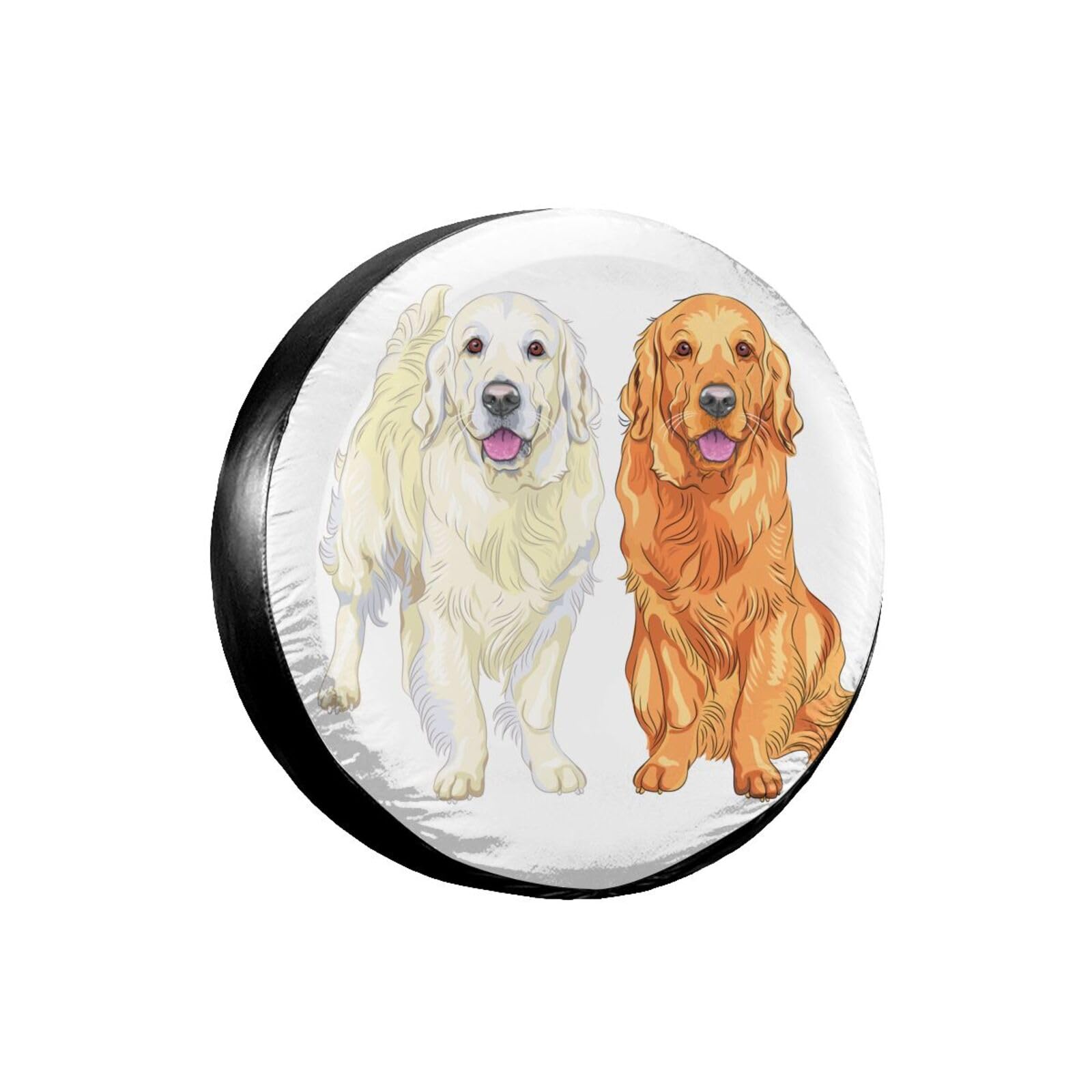 Delerain Two Golden Retriever Spare Tire Covers for Jeep RV Trailer SUV Truck and Many Vehicle, Wheel Covers Sun Protector Waterproof (16 Inch for Diameter 29"-31")