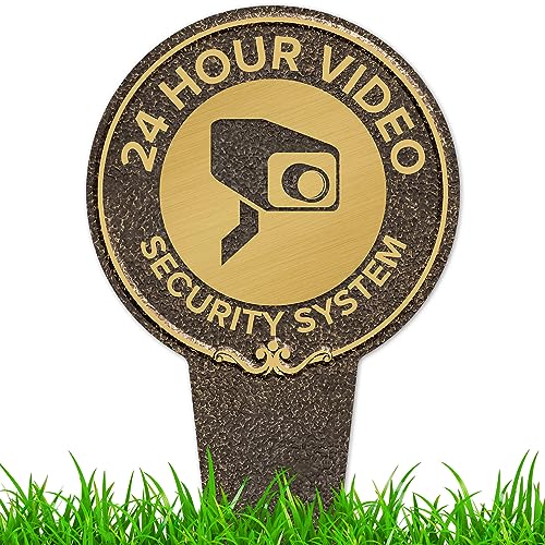Image of 24-Hour, Video Security System Sign, 7x13, Heavy Duty Integrated Ground Stakes, Indoor /Outdoor Use, Rust Free Aluminum Composite, Made in USA by My Sign center