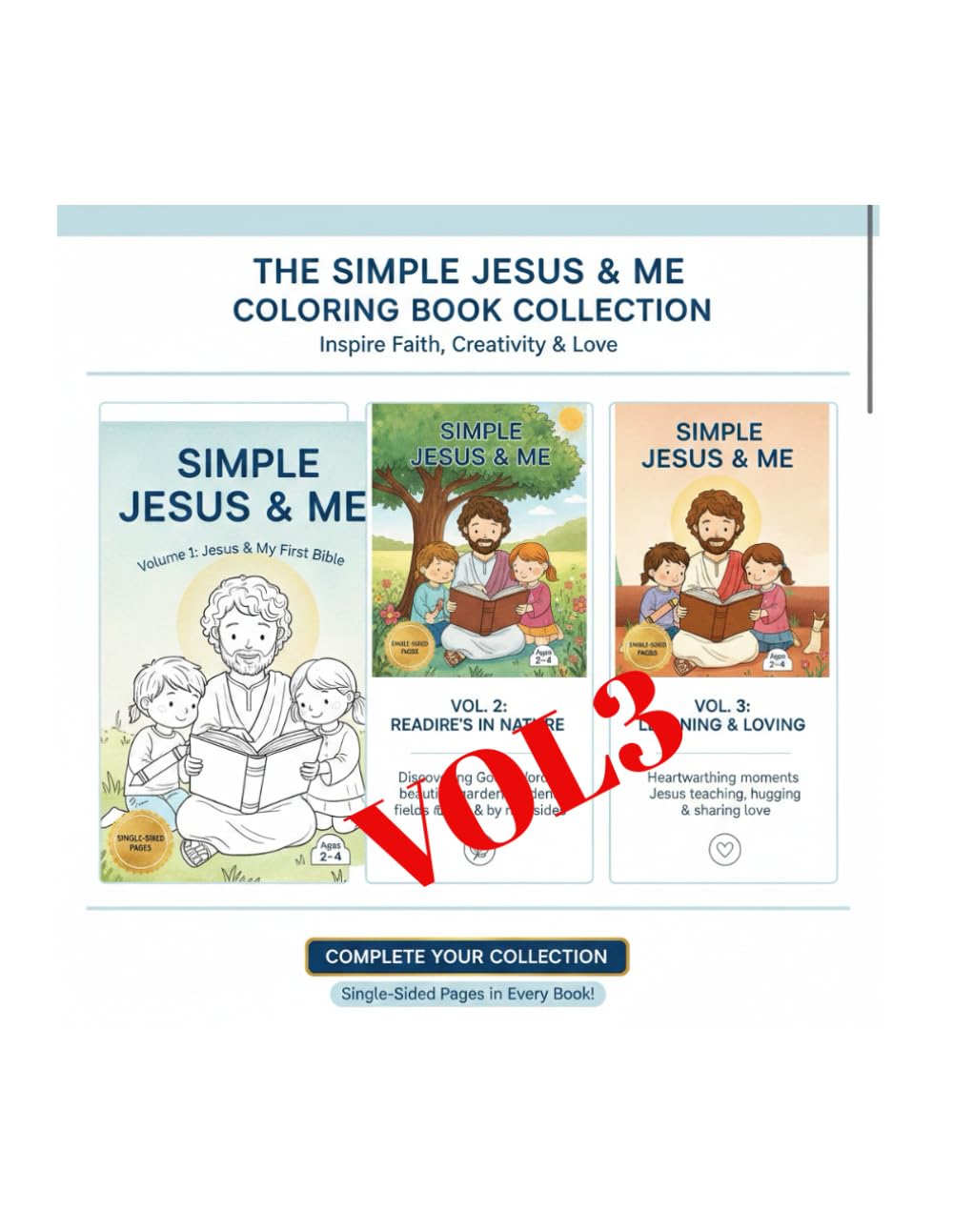 Simple Jesus & Me: Peaceful Moments: Toddler Bible Coloring Book: Simple Christian Art and Inspirational Scenes of Faith for Young Children, Sunday School, and Quiet Time