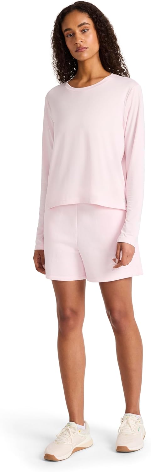 Reebok Womens Long Sleeve Crewneck Top, Standard Fit, Lightweight Stretch Poly Marled Jersey Fabric - Image 3