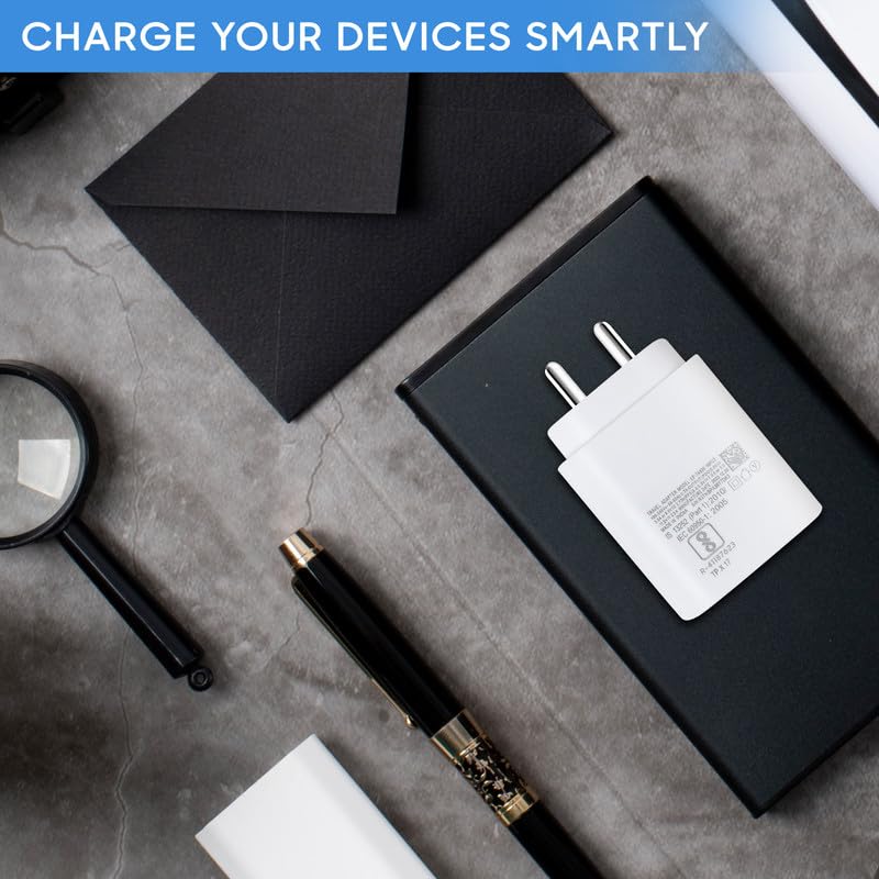 Image of 25W Type C Charger Compatible with Samsung Galaxy M35 5G Cellular Mobile Phone Support USB C Super Fast 25 watt Power Charging Adapter for A55 /F15 /A15 /A35 /M15 /S21 fe /S23 Fe /S24 /S23 /Tab Charge, White