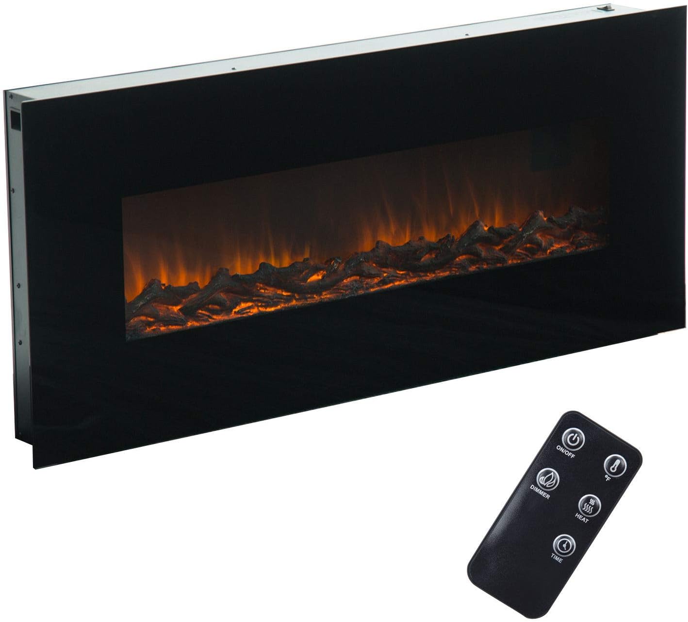 Fireplaces New 50" 1500W Wall Mount Electric Heater 3D Flame Log w/Remote Control