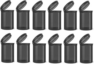 Empty Pill Bottles 30 Dram Smell Proof Child Resistant Airtight Pop Top Containers, Plastic Vials for Medicine, Herbs and Suppliments - 12 Pack (Smoke Transparent)