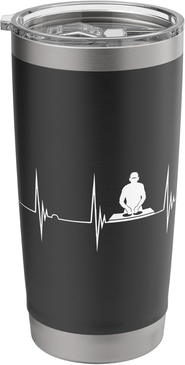 DJ Turntable Heartbeat ECG Pulse Music Player Stainless Steel Insulated Tumbler