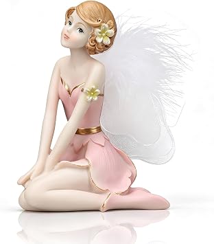 Angel Resin Ornament,Angel Figurine Ornament Flower Fairies Garden Ornament, Cherubs Figurine Miniature Resin Figure Statue Fairy Figures Wedding Birthday Party Desktop Decoration