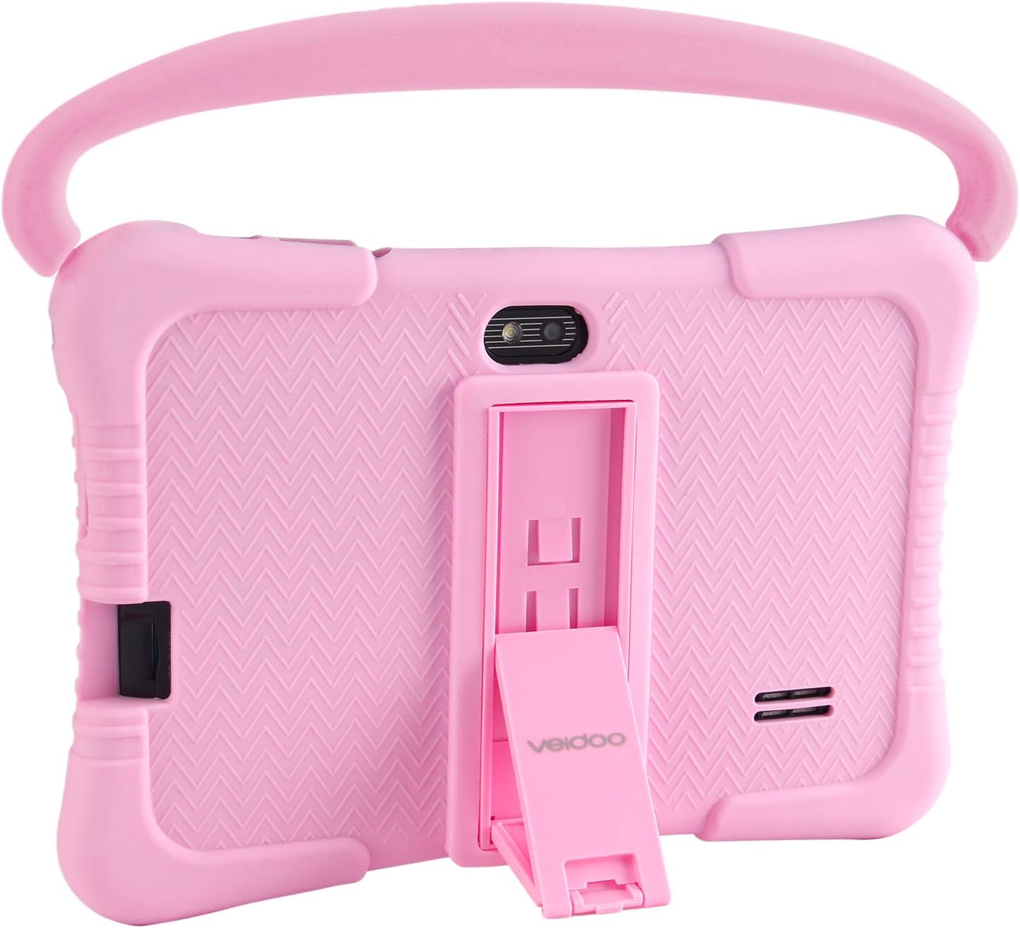 Shockproof Silicone Case, 7 inch Tablet PC case with Handle and Stand for Veidoo Kids Tablet PC T8/T7S/V88 (8.3x6.3x0.8 inches) (Light Pink)