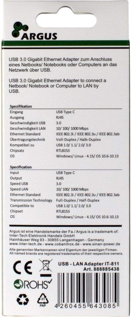 Inter Tech 88885438 LAN Adapter Argus IT-811
