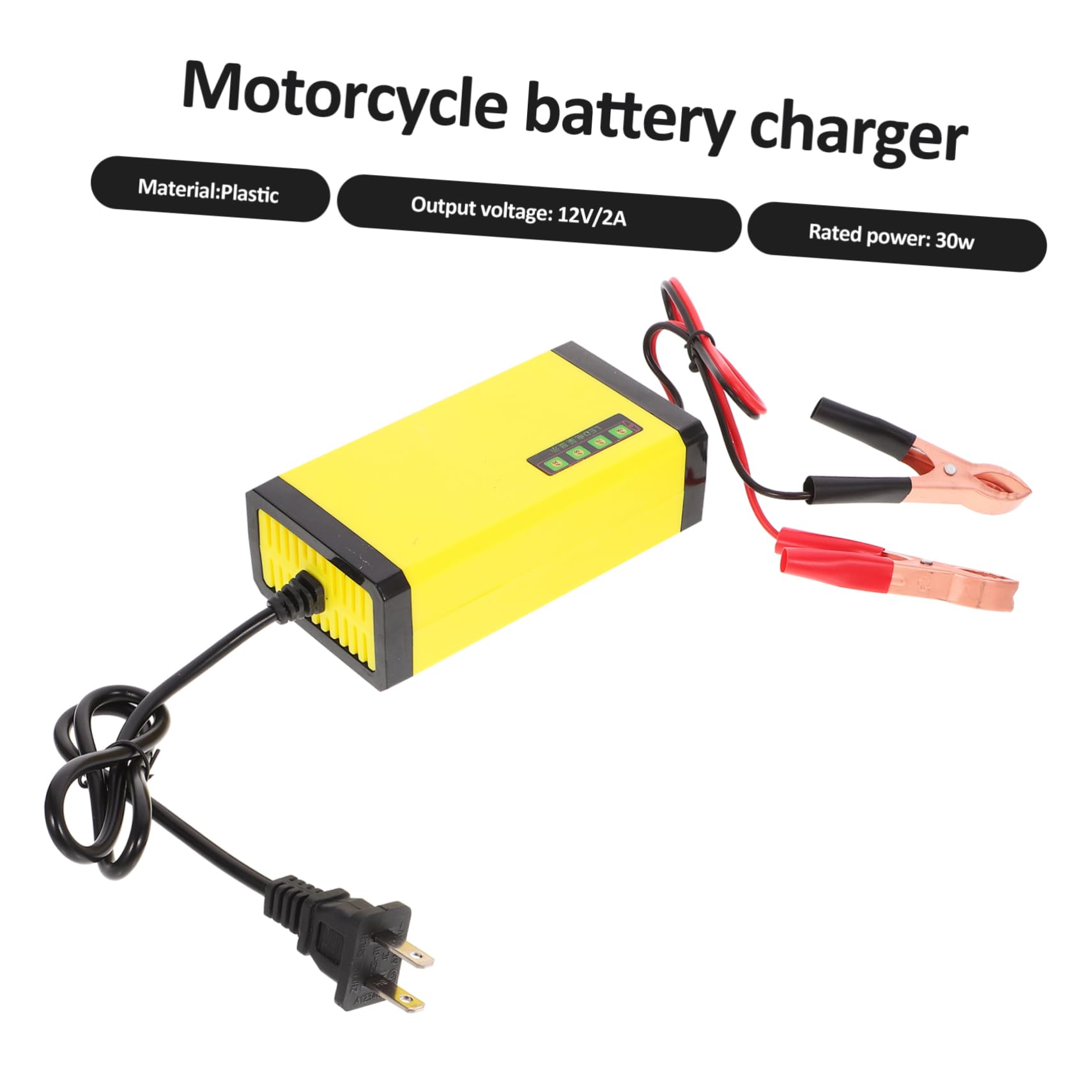 PACKOVE 12v Motorcycle Battery Charger Power Display Maintainer Clips Compatible Lawn Mower and Car Batteries Extended Power Cord Included