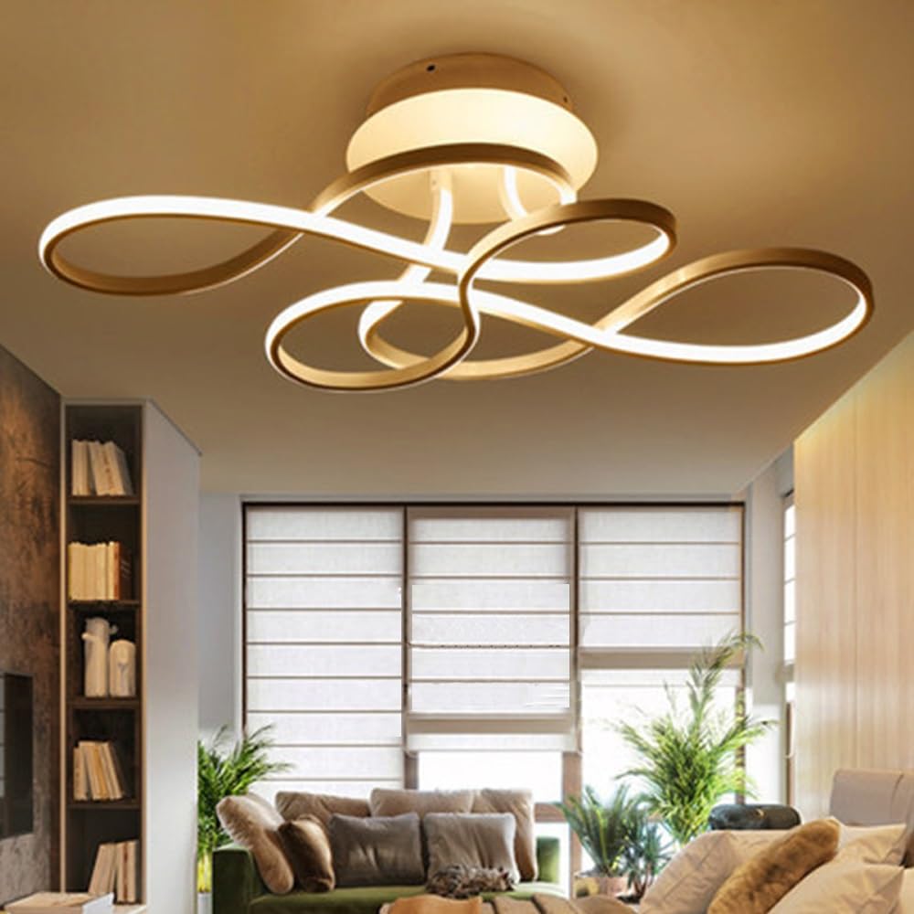 Oświetlenie Sufitowe LED Ściemnialna Lampa Sufitowa Salon Nowoczesny Ze Zdalnym Sterowaniem Złoty Akrylowy Projekt Sufitowy Reflektor Sypialnia Jadalnia Restauracja Kuchnia Dekoracyjne (Size : 70cm)