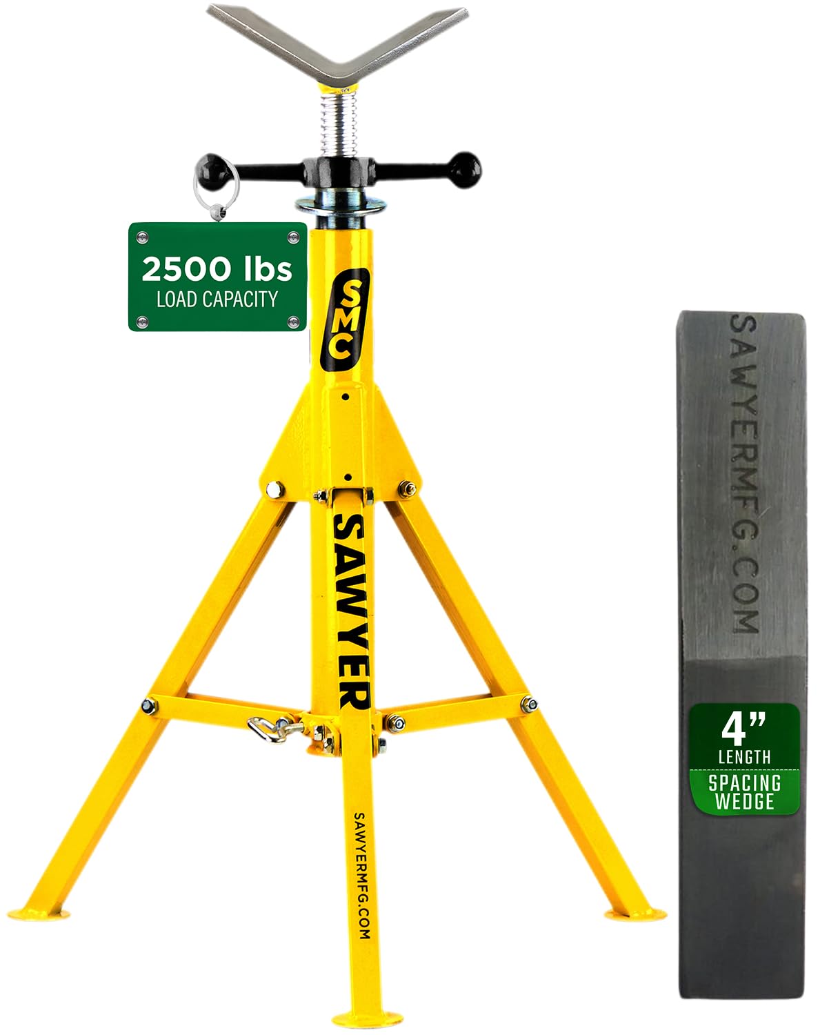 Sawyer Mfg CompanyFolding Head Pipe Stand Large, Spacing Metal Wedge Bundle of Welding Accessories for Jack Stands Alignment Clamp Post Roller Small Screw Welder Scaffold Holder Inspection Tools