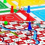 Ankit Toys & Games Jeu de société 2-en-1 Ludo & Serpents et Échelles – Grand plateau pliant double face de 38 x 38 cm, jeu classique pour 4 joueurs, famille, enfants et adultes 6+, ensemble de jeu intérieur (Jaune)