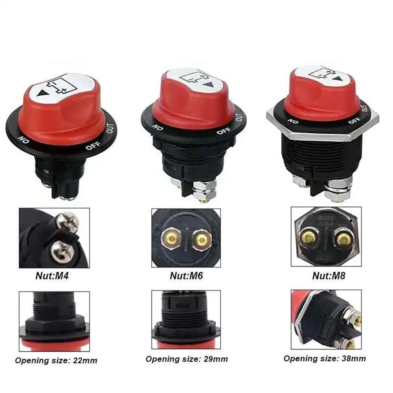 1pcs 12V 50A 100A 200A 300A Disconnecter Power Isolator Cut Off Switch Kit(100A White)