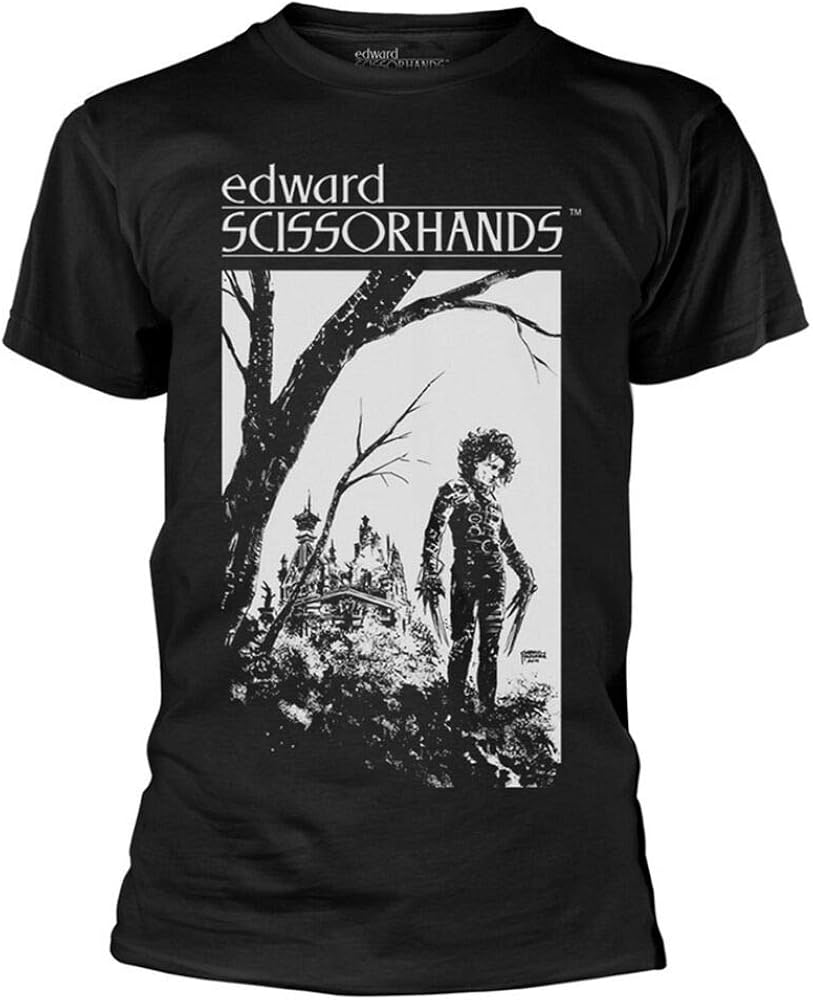 Edward Scissorhands 'Hilltop' T-Shirt Black : Amazon.co.uk: Fashion