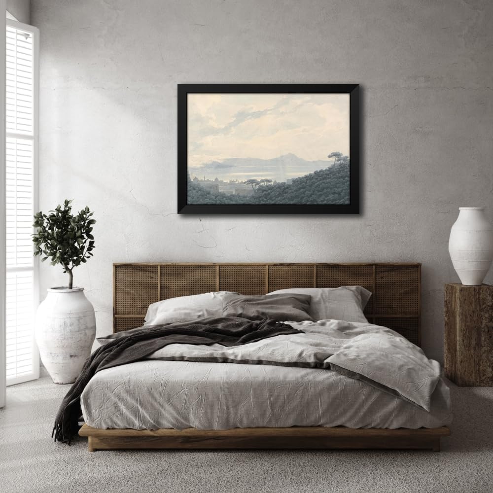 ArtDirect The Bay of Naples from Capodimonte, Italy Custom Framed Art Print Giclee Print or Canvas Options with Various Sizes and Customization by John Robert Cozens