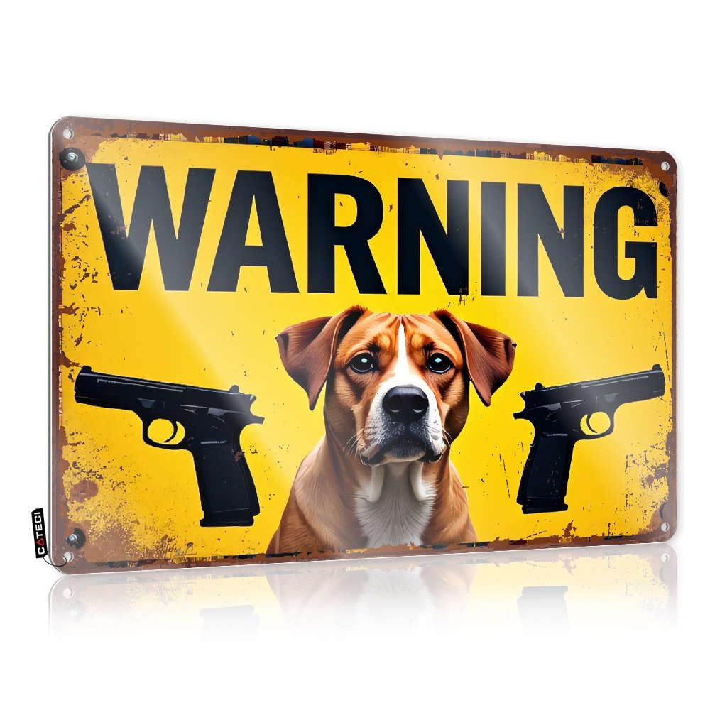 Sujd Colour Door Plaque Rustic Welcome | Warning: Armed Dog Area. Western Metal Wall Decor For Saloon Home(30X40cm)