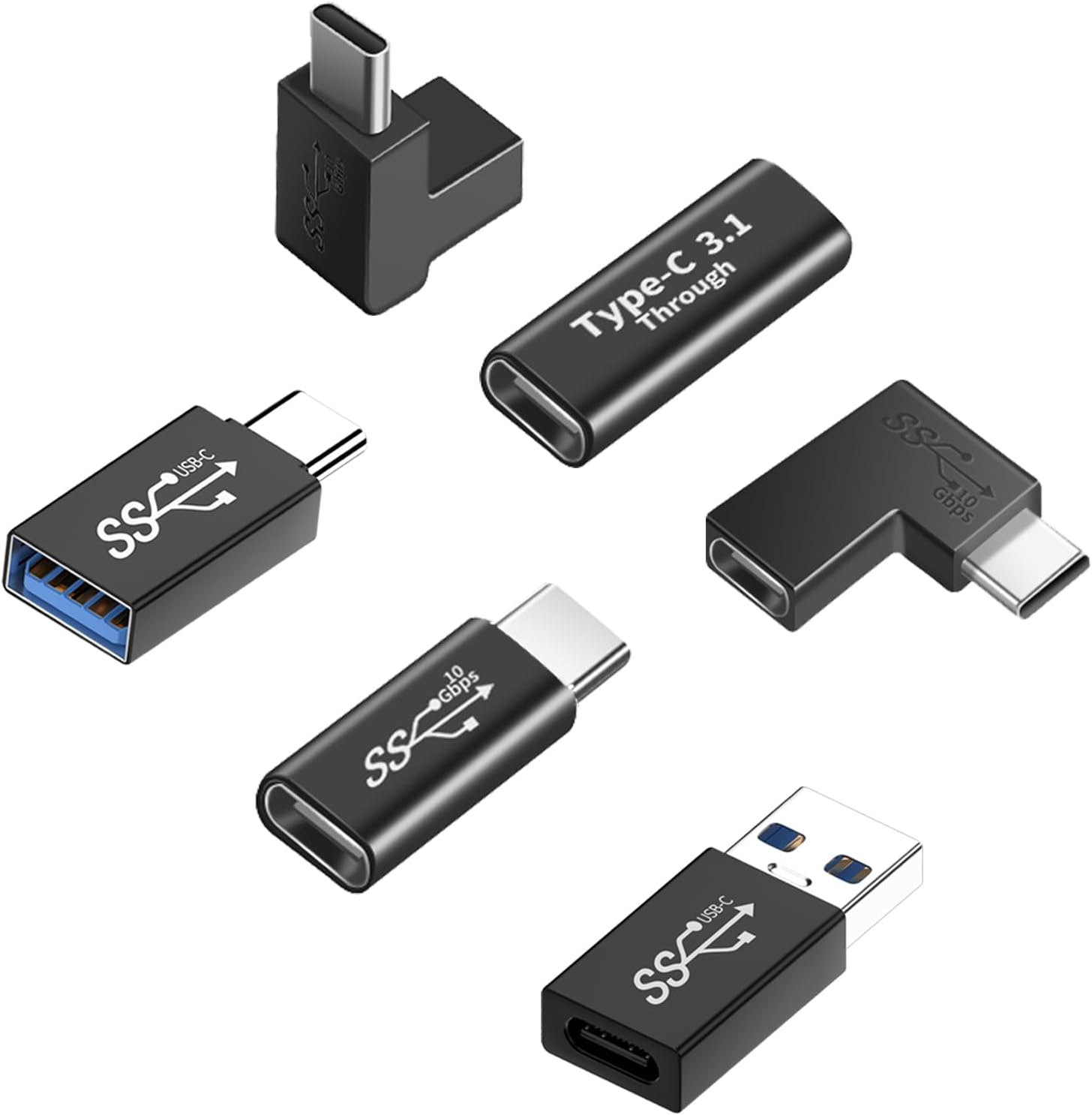 Xsusmdom [6 Pack] USB C Adapter, 【USBC to USB】&【90 Degree USBC】&【USBC Extender