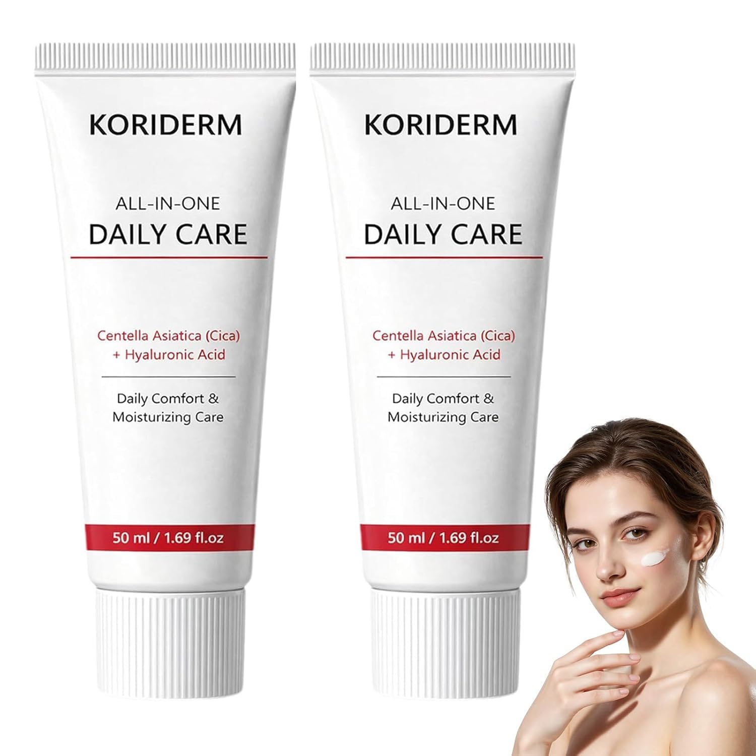 2PCS All-In-One Daily Moisturizer for All Skin Types, Lightweight Korean Skin Cream for Soft, Smooth & Plump-Looking Skin(50 mL / 1.69 fl oz)