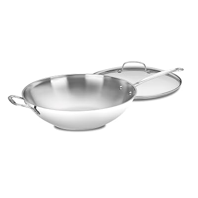 Cuisinart 14-Inch Stir-Fry Pan, Helper Handle and Glass Cover, Chef's Classic Stainless Steel, 726-38H