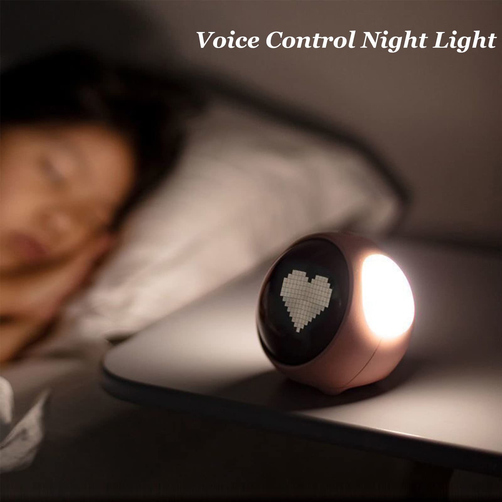 Chesoon Réveil pour Enfants Entraîneur de Sommeil pour Enfants Mignon numérique activé par la Voix Veilleuse Détection de la température Fonction Snooze Rechargeable Rose
