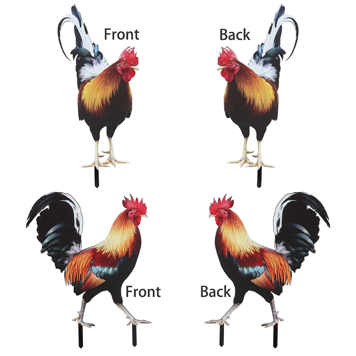 Acrylic Chicken Yard Stakes - Outdoor Garden Art, Rooster & Chicken Statues for Pathway, Patio & Lawn