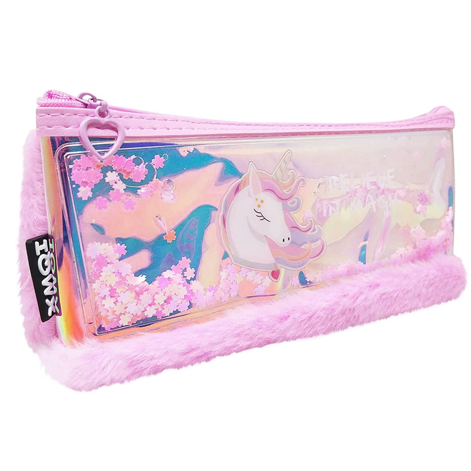 New Gift Item Multiporpose Fur Transparent Water Unicorn Pouch Glitter