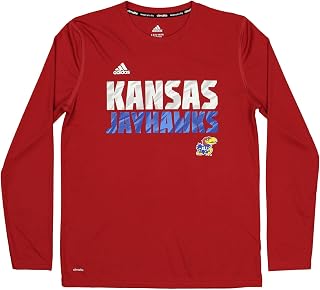 Outerstuff NCAA Boys Youth Kansas Jayhawks Red Long Sleeve Climalite Graphic T-Shirt (8-18)