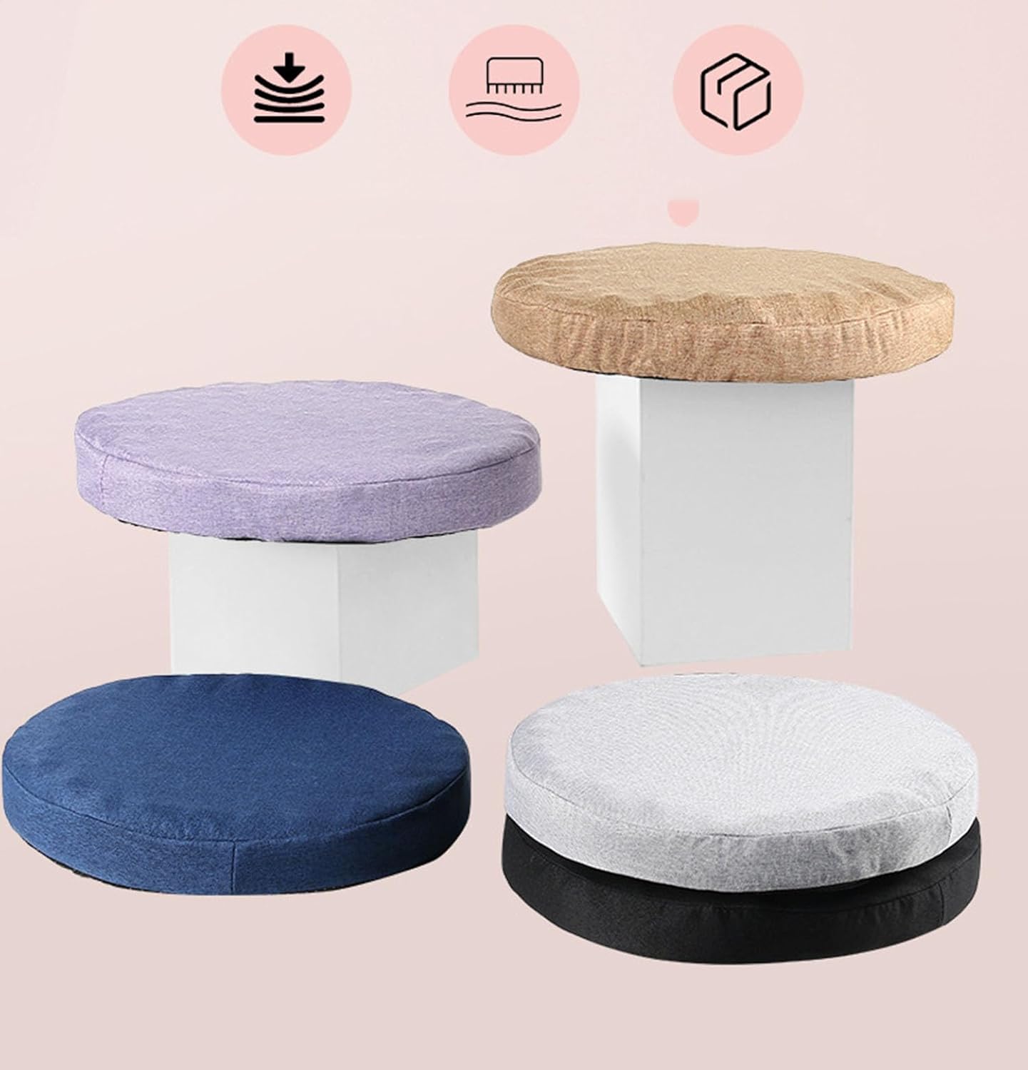 Greenjin 14" Thick Foam Bar Stool Cushion, Anti Slip Round Chair Pad, Detachable Chair Seat Cushion Cover, Circle Stool Pad for Kitchen Dining Chairs Bistro Bar High Stool Light Purple
