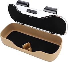 Cocoarm Porte-Lunettes de Voiture, étui de Protection pour Lunettes Gain de Place avec Mécanisme de Pression pour Pare-Soleil de Voiture jusqu'à 40 Mm (Beige)