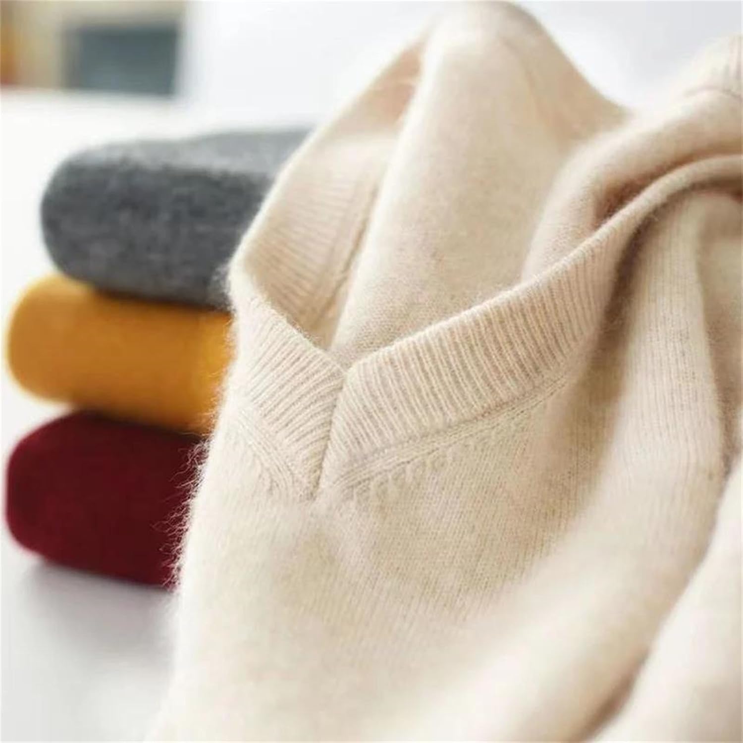 Cashmere Blend Men's Knit Sleeveless Golf Vest Sweater Winter Clothes V-Neck Jersey