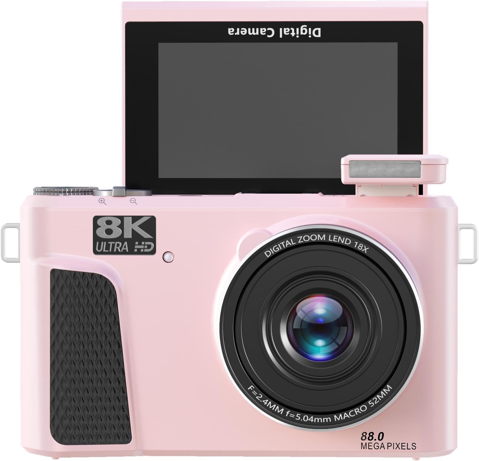 Digital Camera, 8K 88MP Autofocus Video Camera with 3in 180° Flip Screen, LED Fill Light, Support 18X Digital Zoom, WIFI Wireless Control, for Travel Photography (Pink)